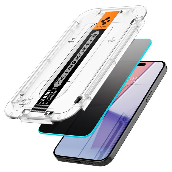Spigen GLAStR Privacy EZ Fit Screenprotector + Applicator Apple iPhone 15 Pro Max