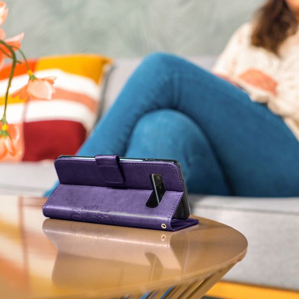 Klavertje Bloemen Bookcase Samsung Galaxy A01 - Paars
