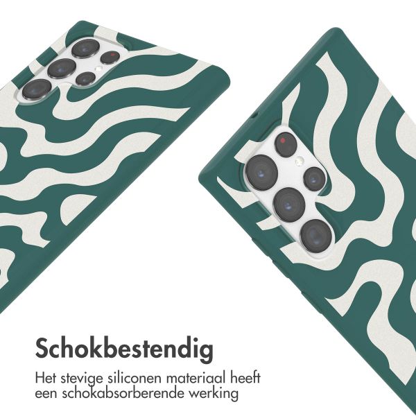 imoshion Siliconen design hoesje met koord Samsung Galaxy S22 Ultra - Petrol Green Groovy