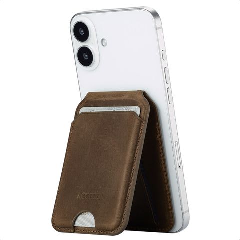 Accezz Vintage Leather MagSafe Kaarthouder met Standaard - Rustic Brown