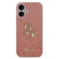 Guess 4G Metal Logo Glitter Backcover Apple iPhone 17 - Roze