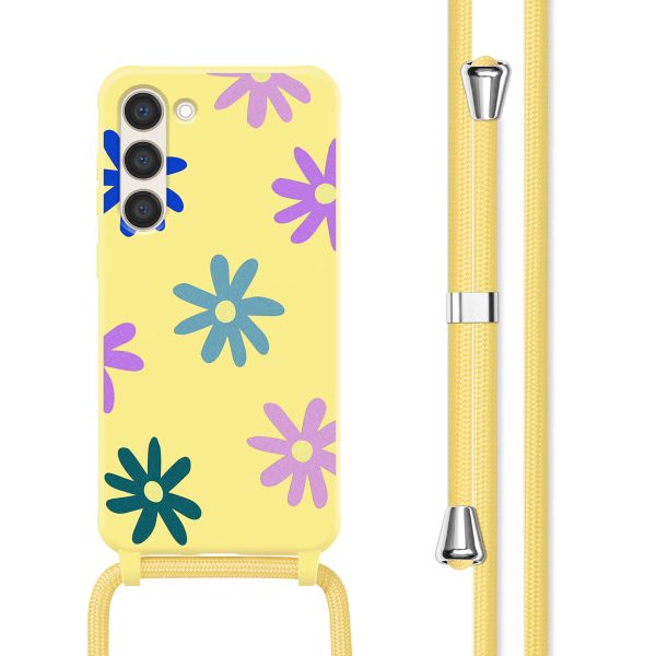 imoshion Siliconen design hoesje met koord Samsung Galaxy S23 - Yellow Flower Distance