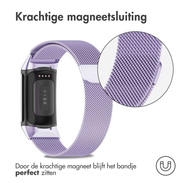 imoshion Milanees magnetisch bandje Fitbit Charge 5 / Charge 6 - Maat S - Paars