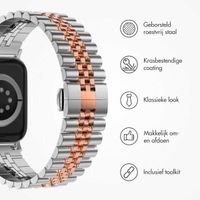 Selencia Jubilee stalen bandje Apple Watch Series 1 t/m 9 / SE (38/40/41 mm) | Series 10 / 11 (42 mm) - Zilver & Rosé Goud