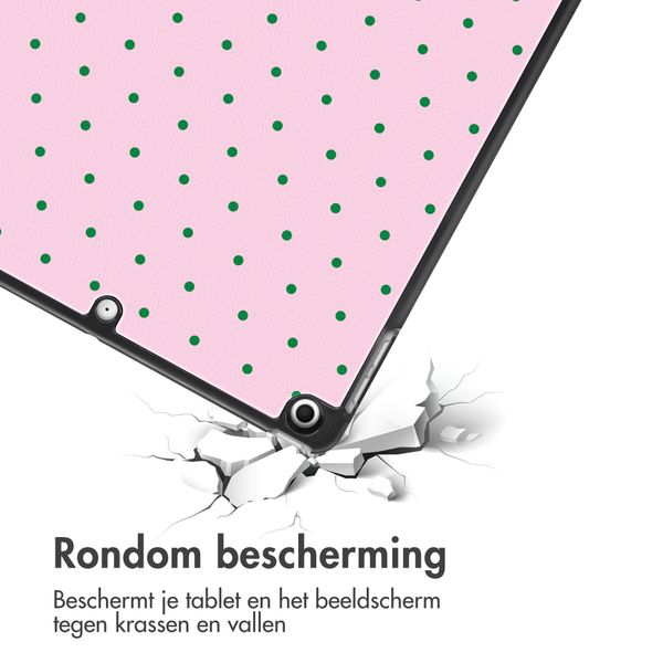 imoshion Design Trifold Bookcase Apple iPad 9 (2021) 10.2 inch / iPad 8 (2020) 10.2 inch / iPad 7 (2019) 10.2 inch - Happy Dots