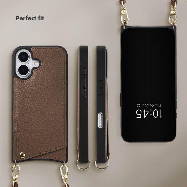Selencia Nova Phone Case with Cord and Card Holder Apple iPhone 17 - Mocha Brown