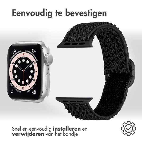 imoshion Elastisch nylonbandje Apple Watch Series 1 t/m 9 / SE (38/40/41 mm) | Series 10 / 11 (42 mm) - Zwart