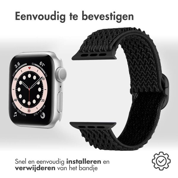 imoshion Elastisch nylon bandje Apple Watch Series 1 t/m 9 / SE (38/40/41 mm) | Series 10 (42 mm) - Zwart