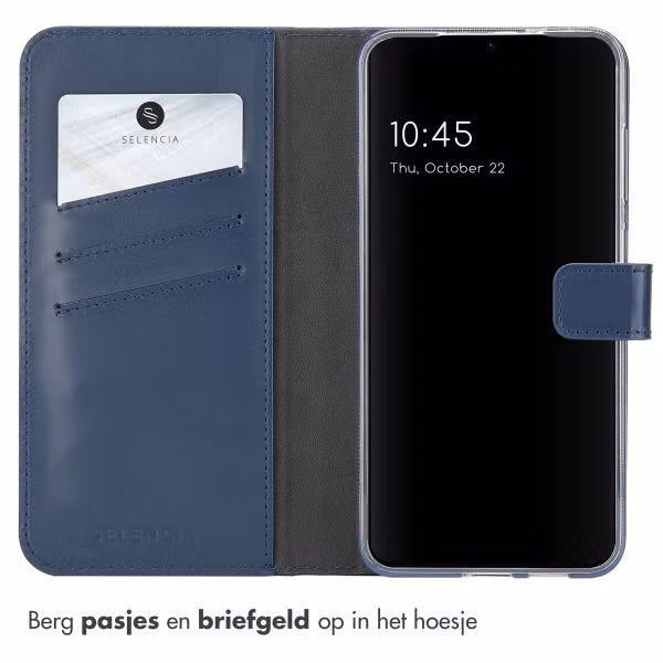 Selencia Echt Leren Bookcase Samsung Galaxy S25 Plus - Blauw