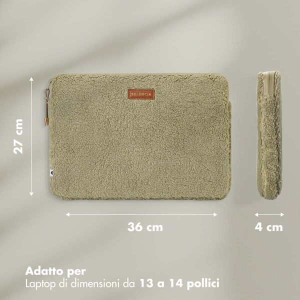 Selencia Teddy Laptop hoes 13-14 inch - Laptopsleeve - Sage Green