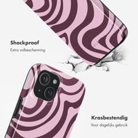 Selencia Vivid Tough Backcover met MagSafe iPhone 15 - Wavy Swirl Pink Plum