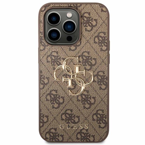 Guess 4G Metal Logo Backcover Apple iPhone 14 Pro - Bruin
