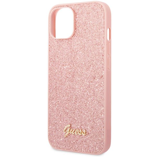 Guess Glitter Flakes Backcover Apple iPhone 14 - Roze