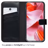 Selencia Echt Leren Bookcase Google Pixel 10 / 10 Pro - Zwart