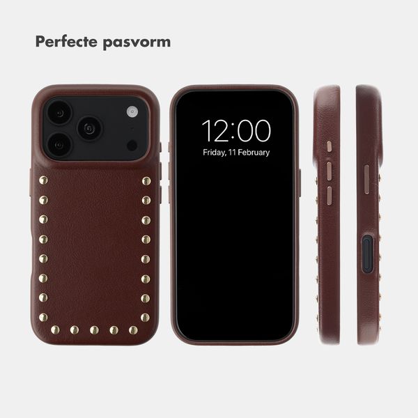 Selencia Studs Backcover met MagSafe Apple iPhone 18 Pro Max / 17 Pro Max - Cacao Crush