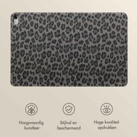 Selencia Sabi Bookcase met panterprint Apple iPad 11 (2025) 11 inch A16 / iPad 10 (2022) 10.9 inch - Midnight Black