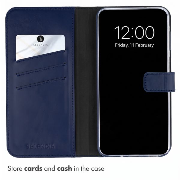 Selencia Genuine Leather Book Case Samsung Galaxy A27 (5G) - Dark Blue