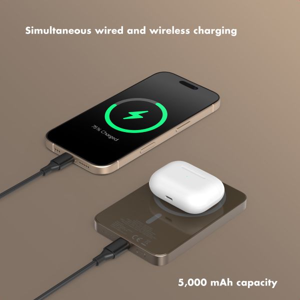 Selencia Vivid Powerbank 5,000 mAh - Wireless Powerbank - MagSafe and Qi - Desert Gold / Country Moo'd