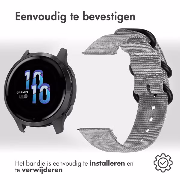 imoshion Rugged Nylon bandje  - Universeel 22 mm aansluiting - Grijs