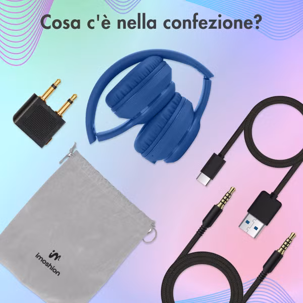 imoshion Draadloze Kinderkoptelefoon LED Light - Decibelbegrenzer - Met AUX kabel - Cobalt Blue