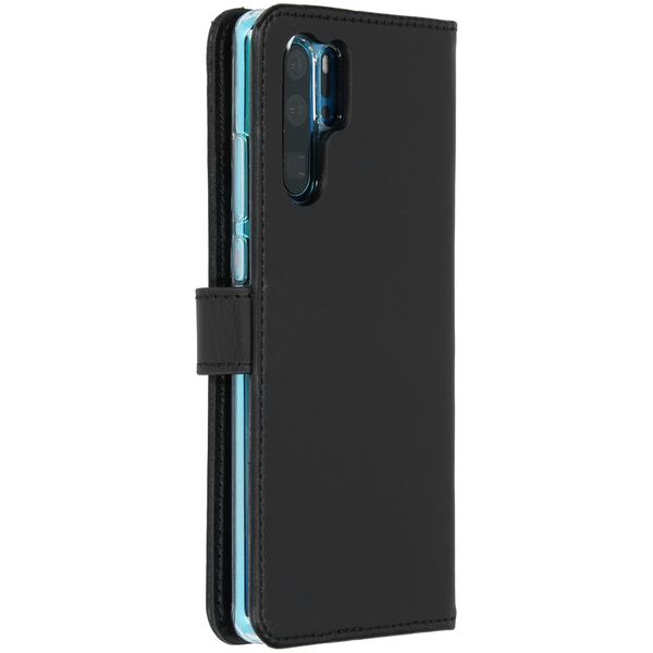 Selencia Echt Leren Bookcase Huawei P30 Pro - Zwart