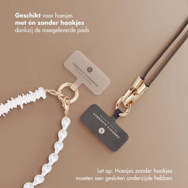 Selencia Telefoonkoorden Set met Parels en Schelpen - Mocha Brown