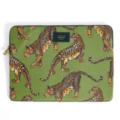 Wouf Laptop hoes 13-14 inch - Laptopsleeve - Daily Olive Leopard