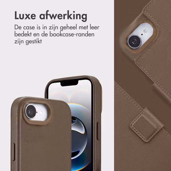 Accezz Leather Bookcase 2-in-1 met MagSafe Apple iPhone 17e / 16e - Coffee Brown