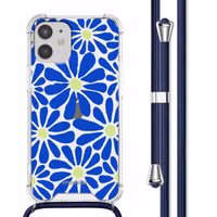 imoshion Design hoesje met koord Apple iPhone 12 Mini - Cobalt Blue Flowers Connect