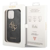 Guess 4G Metal Logo Backcover iPhone 14 Pro - Grijs