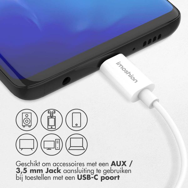 imoshion AUX adapter - USB-C naar 3,5 mm / Jack audio adapter - USB-C male to AUX female - Wit