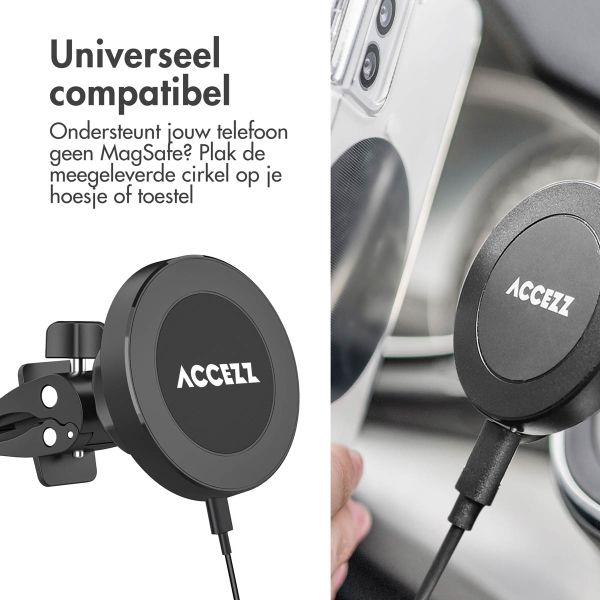 Accezz Telefoonhouder auto met Magsafe - Draadloze oplader - Ventilatierooster - Zwart 