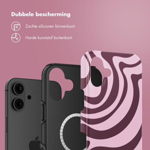 Selencia Vivid Tough Backcover met MagSafe iPhone 16 - Wavy Swirl Pink Plum