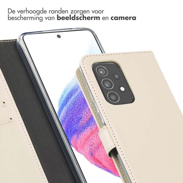 Selencia Echt Leren Bookcase Samsung Galaxy A53 - Greige