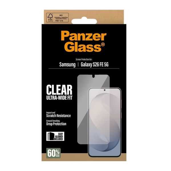 PanzerGlass Ultra-Wide Fit Anti-Bacterial Screenprotector incl. applicator Samsung Galaxy S26 FE