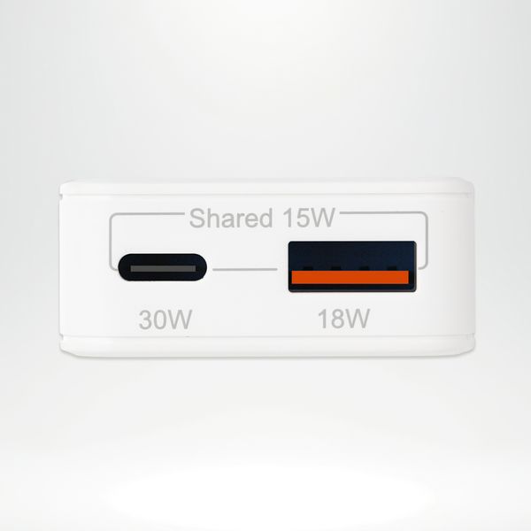 Accezz Ultra Slim GaN Oplader - USB-C + USB-A - 30W - Wit