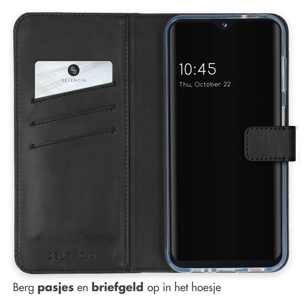 Selencia Echt Leren Bookcase Samsung Galaxy A14 (5G/4G) - Zwart