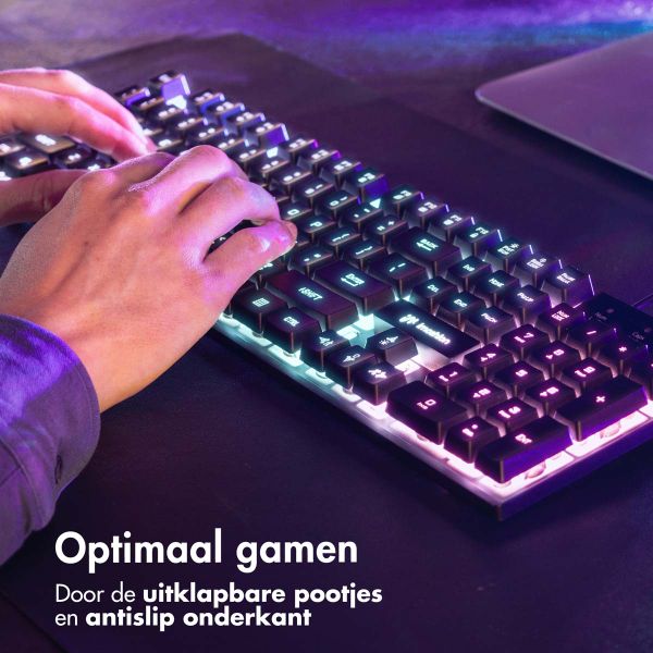 imoshion Gaming Keyboard met RGB lichten - Bedraad gaming toetsenbord met USB-A aansluiting - QWERTY - Zwart