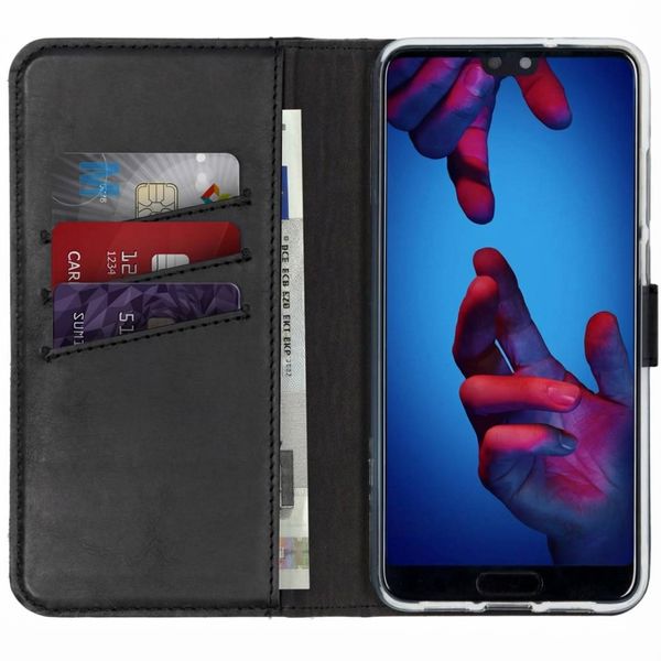 Selencia Echt Leren Bookcase Huawei P20 - Zwart
