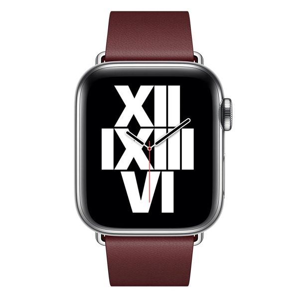Apple Leather Band Modern Buckle Apple Watch Series 1 t/m 9 / SE (38/40/41 mm) | Series 10 / 11 (42 mm) - Maat L - Garnet