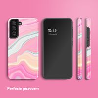 Selencia Vivid Tough Backcover Samsung Galaxy S21 FE - Pastel Lipstick Marble