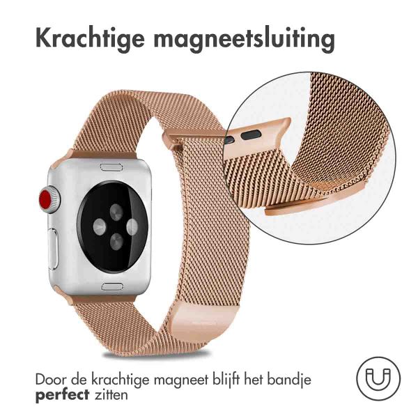 imoshion Milanees magnetisch bandje Apple Watch Series 1 - 9 / SE (38/40/41 mm) | Series 10 / 11 (42 mm) - Maat M - Rosé Goud