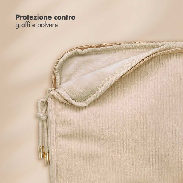 Selencia Corduroy Laptop hoes 13-14 inch - Laptopsleeve - Beige