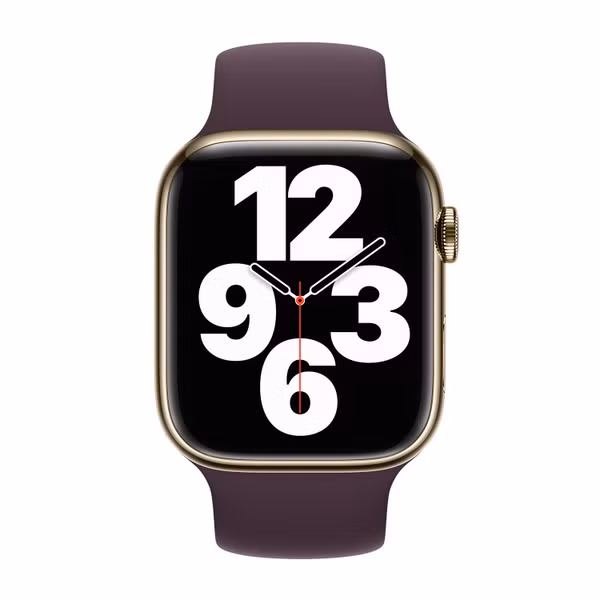 Apple Siliconen solobandje Apple Watch | 44/45/46/49 mm - Maat 8 - Dark Cherry