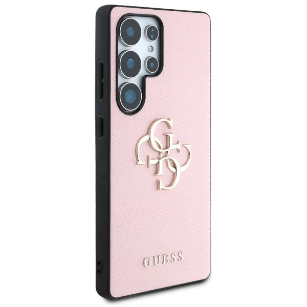 Guess 4G Metal Logo Saffiano Backcover Samsung Galaxy S25 Ultra - Roze