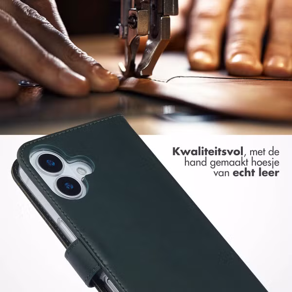 Selencia Echt Leren Bookcase Apple iPhone 17 - Groen