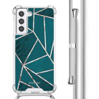 imoshion Design hoesje met koord Samsung Galaxy S21 FE - Petrol Green Graphic