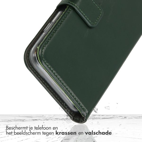 Selencia Echt Lederen Bookcase Apple iPhone SE (2022 / 2020) / 8 / 7 / 6(s) - Groen