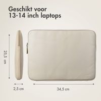 Accezz Leather Laptop hoes met rits 13-14 inch - Laptopsleeve - Beige