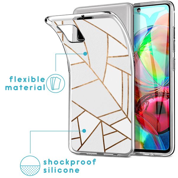 imoshion Design hoesje Samsung Galaxy A71 - Grafisch Koper / Wit